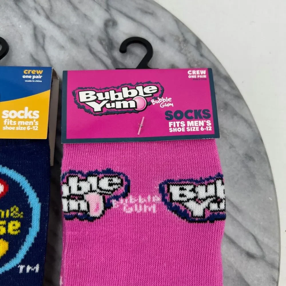 Pop Tarts, Kraft Mac & Cheese, Bubble Yum‎ Crew Socks Mens 6-12 Novelty 3 Pairs